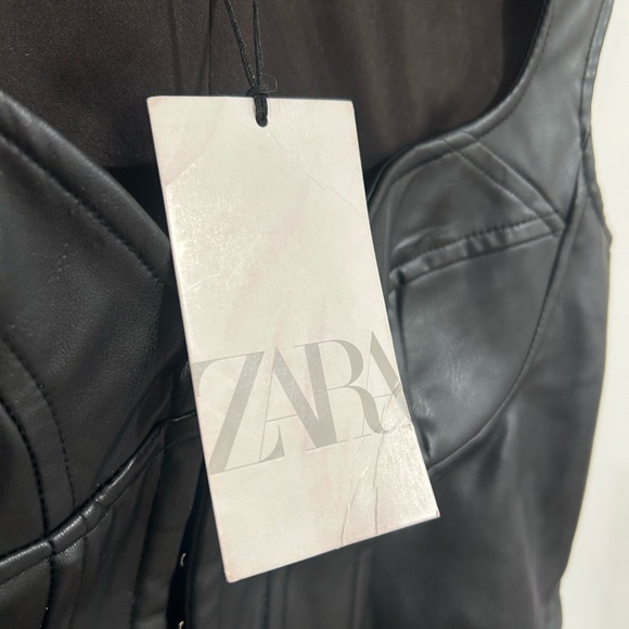 Zara Black Faux Leather Bustier - Picture 2 of 3